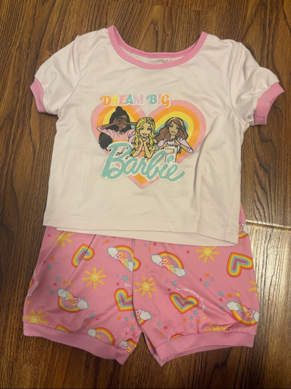 Barbie Pink Rainbow Heart Short Pajama Set